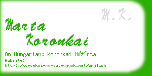 marta koronkai business card